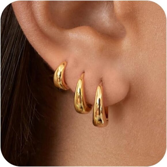 Hoop Earrings for Women 14K Gold Plated/Silver Hoops Simple Gold Knot - Picture 10 of 11